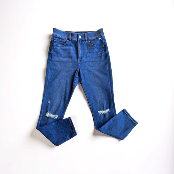 Express High Rise Petite Distressed Skinny Jeans - Picture 1 of 6